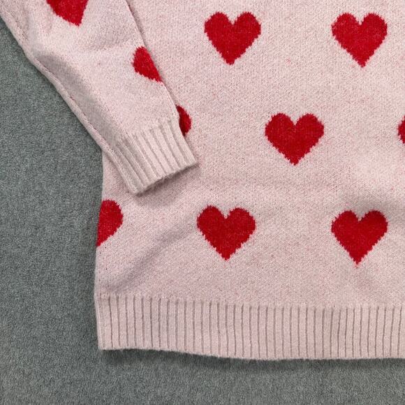 Cloth & Portrait Pink Heart Pullover Sweater Women's X-Large Red Crew Neck Love - Picture 2 of 10